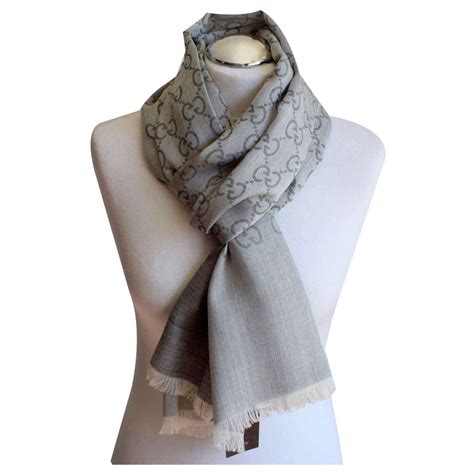 gucci scarf grey womens|authentic Gucci silk scarf.